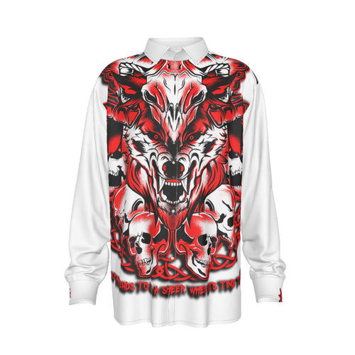 All-Over Print Men's Imitation Silk Long-Sleeved Shirt